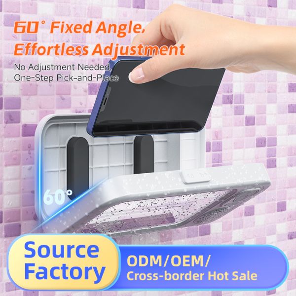 5W Bathroom Speaker with Touch Screen Adjustable Angle IPX5 Waterproof Strong Suction 8H Playtime Portable Bluetooth Speaker with Microphone