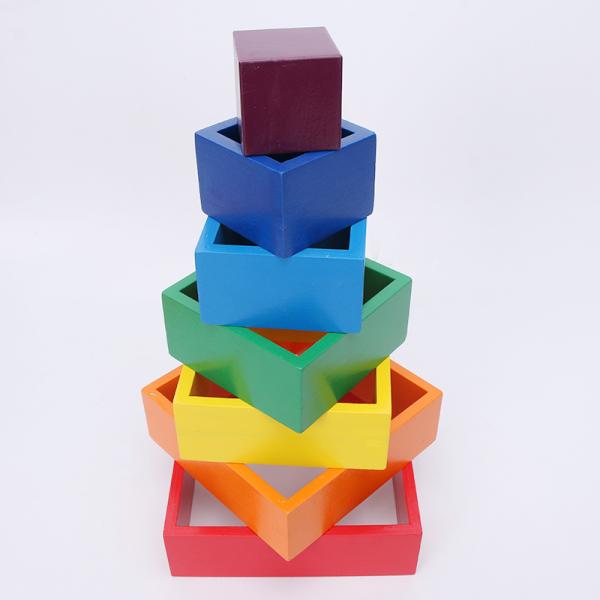 Blocs constitutifs en bois Toy Creative Educational d'arc-en-ciel de Brown 18cm