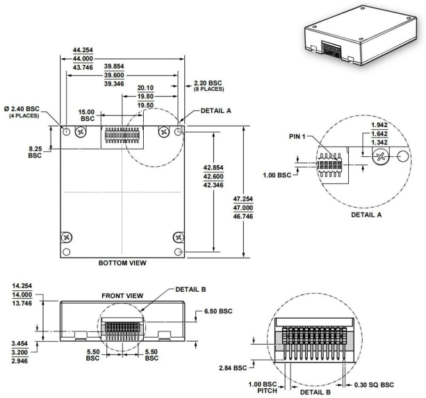 Compact Size 4.7*4.4*1.4cm High Precision 9-Axis MEMS Inertial Measurement Unit with RS422 Output Format