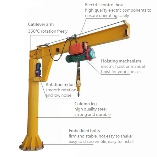 Hot Selling 360-Degree Rotation Jib Crane for Factory/Warehouse Use 1 Year Warranty Cantilever Crane