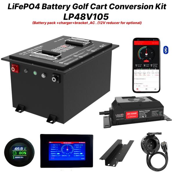 48V 105Ah 51.2V2 250Amp LiFePO4 Golf Cart Battery Conversion Kit ,5yrs Warranty