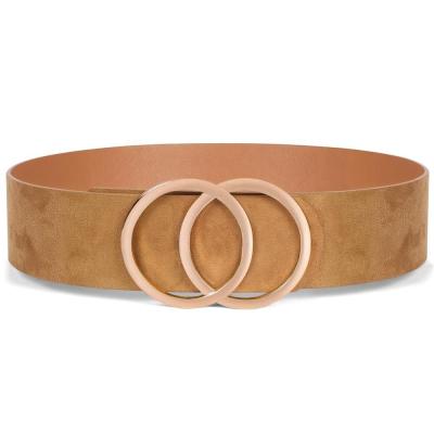 Gold Buckle Wide Skinny Leather Belt 2.31in Women Dress Classic Stylish