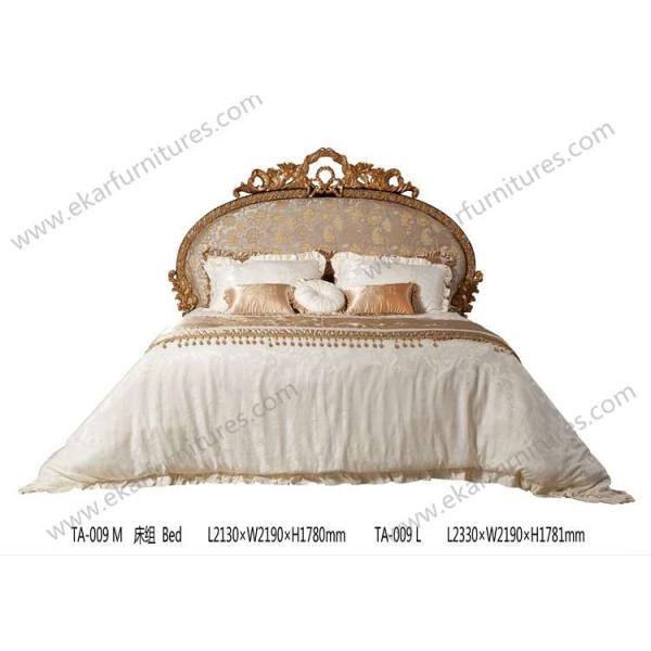 2015 New Design Dubai Furniture Classic Gold Hand Carved King Bed FB-168
