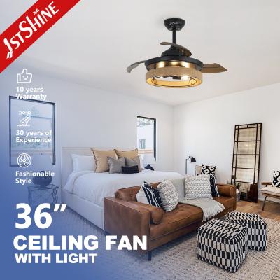Ventilador de teto em jaula preto de 36 polegadas com solução de iluminação de meados de século