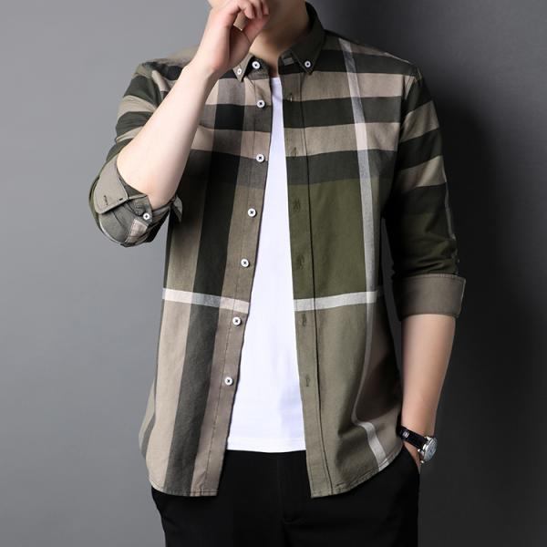2023 Solid Grey Check мужская рубашка весной и осенью для мужских рубашек S-2XL