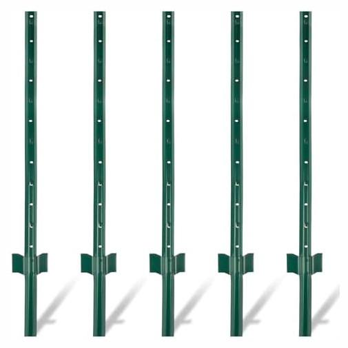 Green Painted Metal Fence T Post 6.5ft Steel Studded Fence Powder Coated
