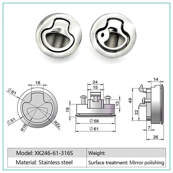 Silver Impact Resistance Cam Latch Lock , Stainless Steel Flush Slam Latch