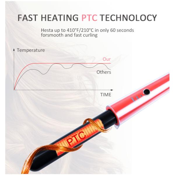 58w Tourmaline Ceramic Curling Iron Wand 1 Inch Barrel Ptc Heating