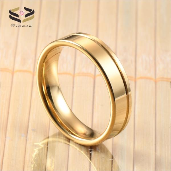 Anneaux de mariage ou des anneaux 6mm Mode Offest Groove 18K Gold Carbide Tungstène Anneau pour les hommes Les femmes Service de fabrication d'échantillons