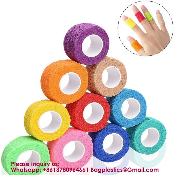 12 Colors Non-Wonven Self Adhesive Bandage Wrap For Finger Guard Nail Protector, 2.5cm X 4.5m / 1