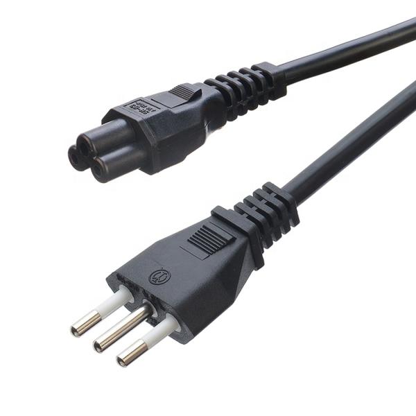 Commercial 3 Pin 16A Plug C5 Clover Connector Black Italia Standard Extension Cord Leads IMQ Power Cord H05vv-f 3g 0.75mm2