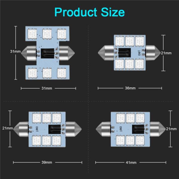 C5W C10W Festoon RGB LED Car Interior Dome Light Bulb