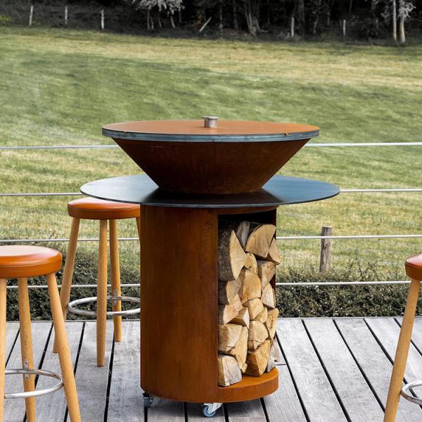 Wood Burning Corten Steel Bbq Grills for Outdoor Barbecue Party