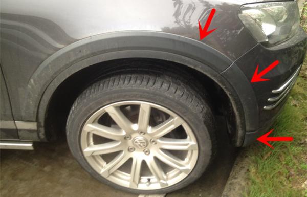 Plastico preto PP Volkswagen Touareg 2011 Flares de arco de roda Durável