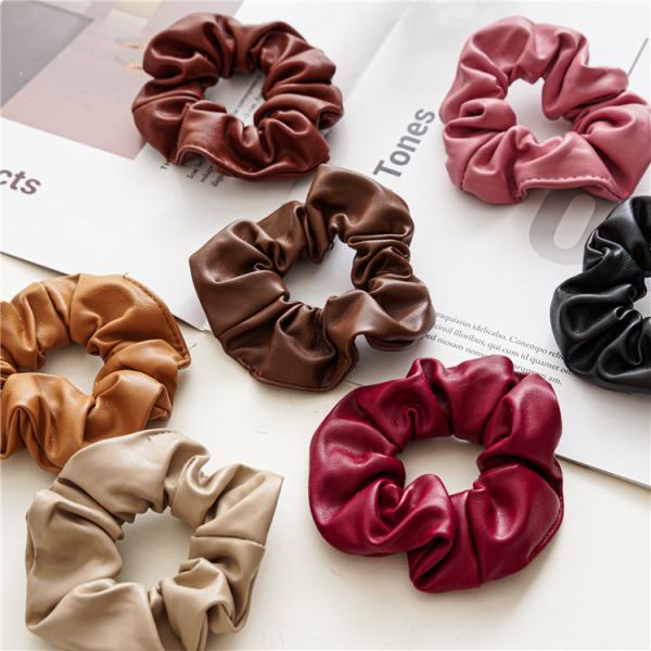 Korean fashion lady pu leather hair rope hoop Instagram temperament girls large loop hair rope headwear wholesale
