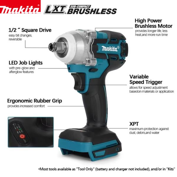 DTW285 Small Electric Impact Wrench 1/2 Inch 280nm Battery Powered Torque Wrench