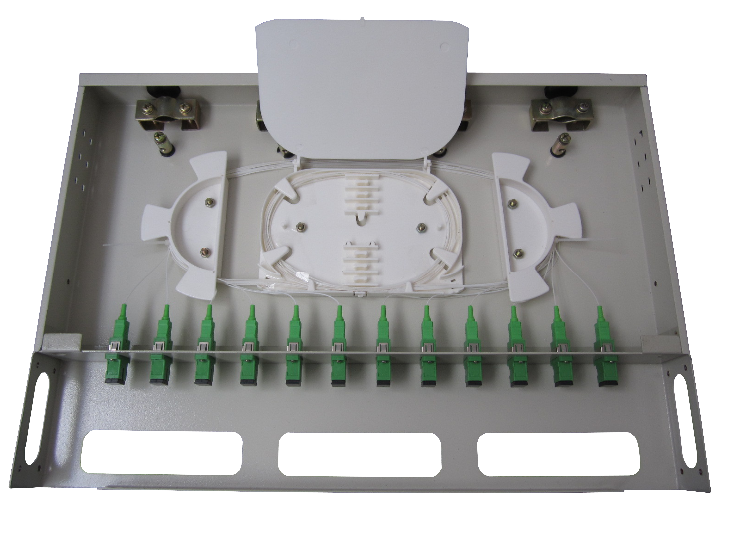 1U 19inch Standard Fiber Optic Rack Mount Patch Panels For Fiber Optic Distribution Frame
