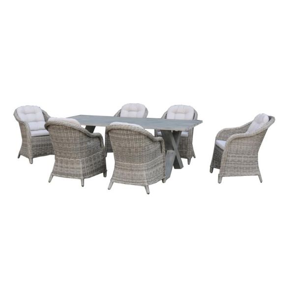 Water Proof Garden Outdoor Furniture Brushed Aluminum Table Patio Restaurant Dining Set