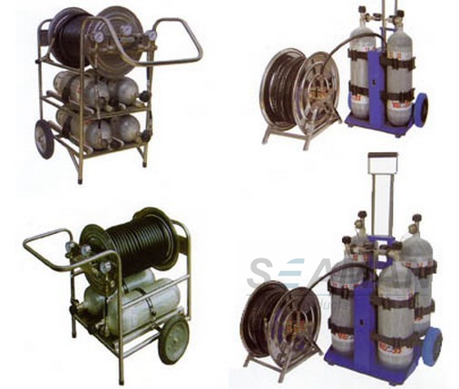 Long Tube Wheel Movable Air Breathing Apparatus 300Bar With 2 / 4 Composite Cylinder