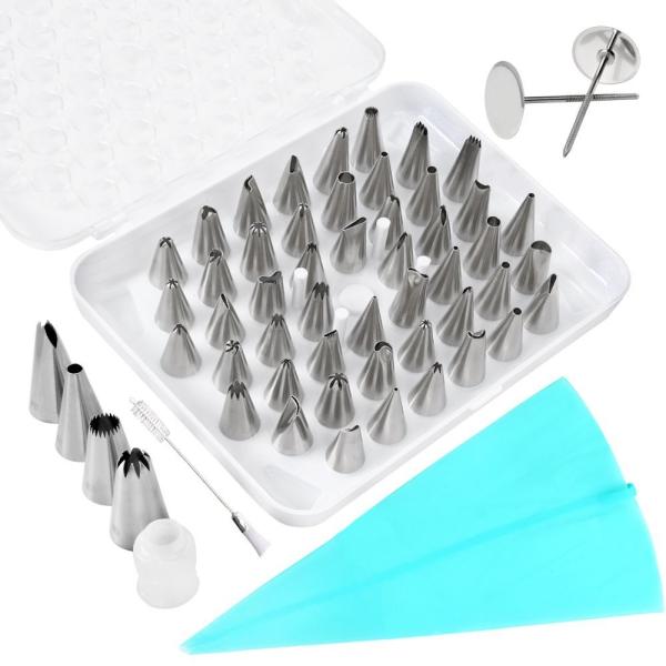 Stainless Steel Cookies Cupcake Decorating Kits Frosting Icing Tips Baking Tools with Flower Nail Pastry Bag Icing