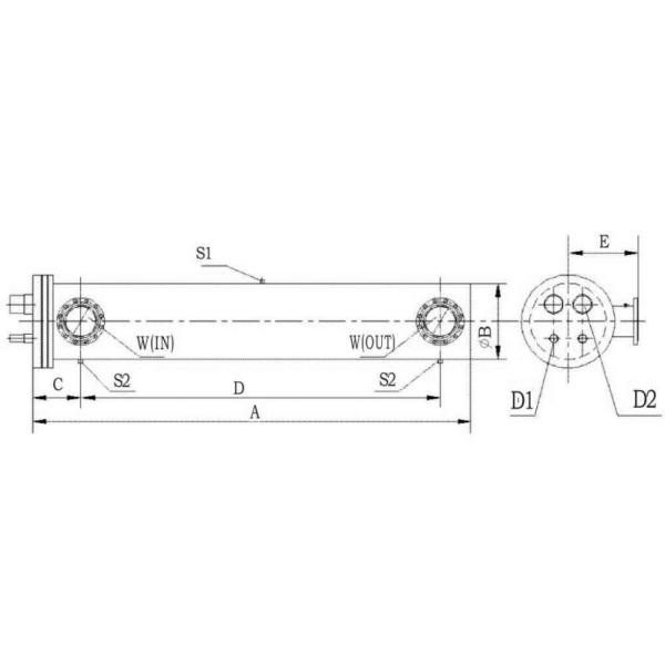 R134A Refrigerant 3000KW Shell And Tube Evaporator