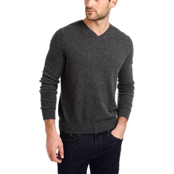 Plain Type Men'S Knit Cashmere Sweater / Knit Pullover Sweater OEM 12GG Gauge