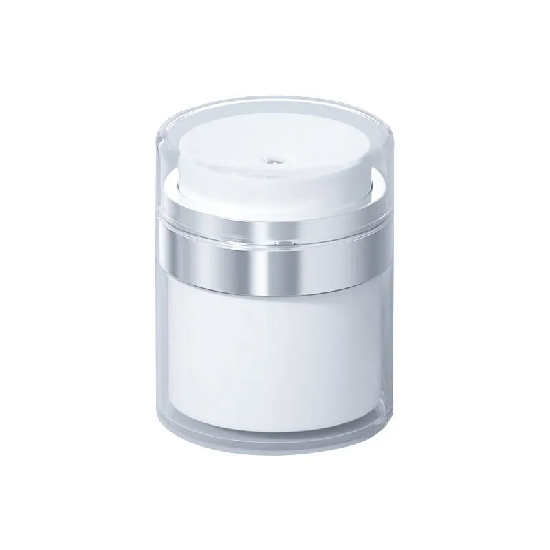 Airless Cream Jar 15g 30g 50g 100g Silver Electroplated Ring Clear Acrylic Outer Cosmetic Airless Pump Bottle Refillable Empty Face Cream Lotion Container For Skincare Moisturizer