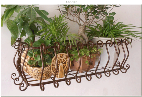 Corrosion Resistant Balcony L60cm Metal Flower Stand