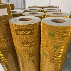 Cintas reflectoras amarillas para Arabia Saudita con revestimiento de aluminio metalizadas SASO 2913