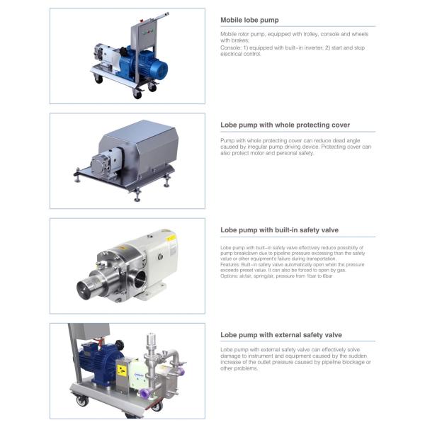 TUR Model Food Grade Bare Shaft Lobe Pump Flange Inlet