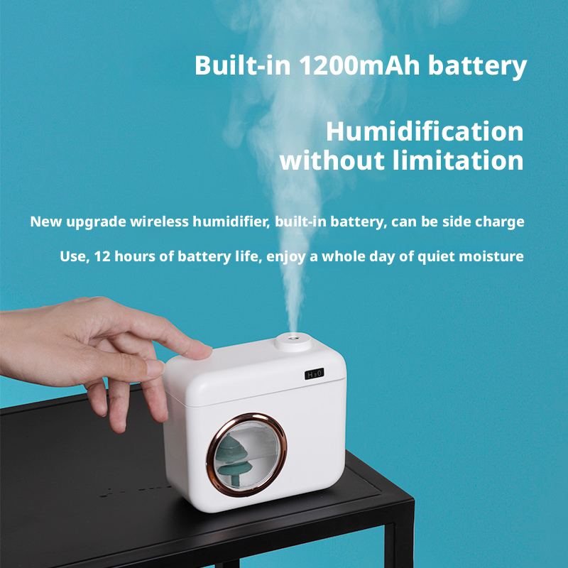 400ml Capacity Plastic USB Ultrasonic Humidifier Camera Shaped Design OEM Logo