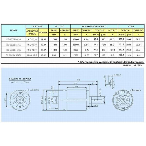 Carbon RS-555SH 20.0W 24V 36mm Brushed DC Electric Motor