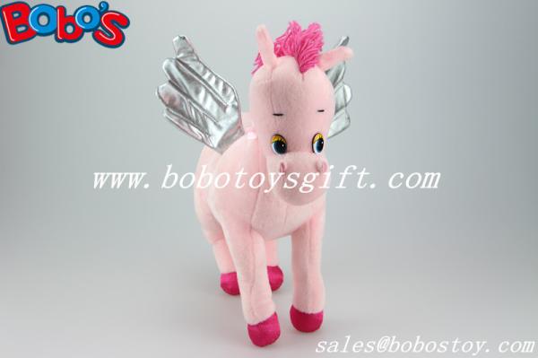 14.2High Quanlity Pink Plush Angel Horse Toy With Silver Wings