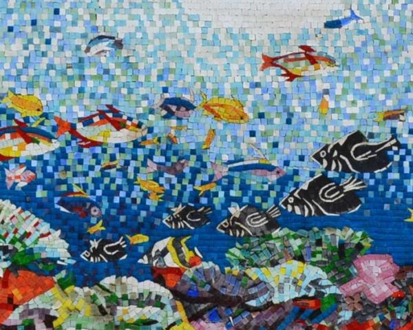 Sea Creatures Exquisite Mosaic Tiles Designs Patterns , Large Mosaic Garden Wall Art