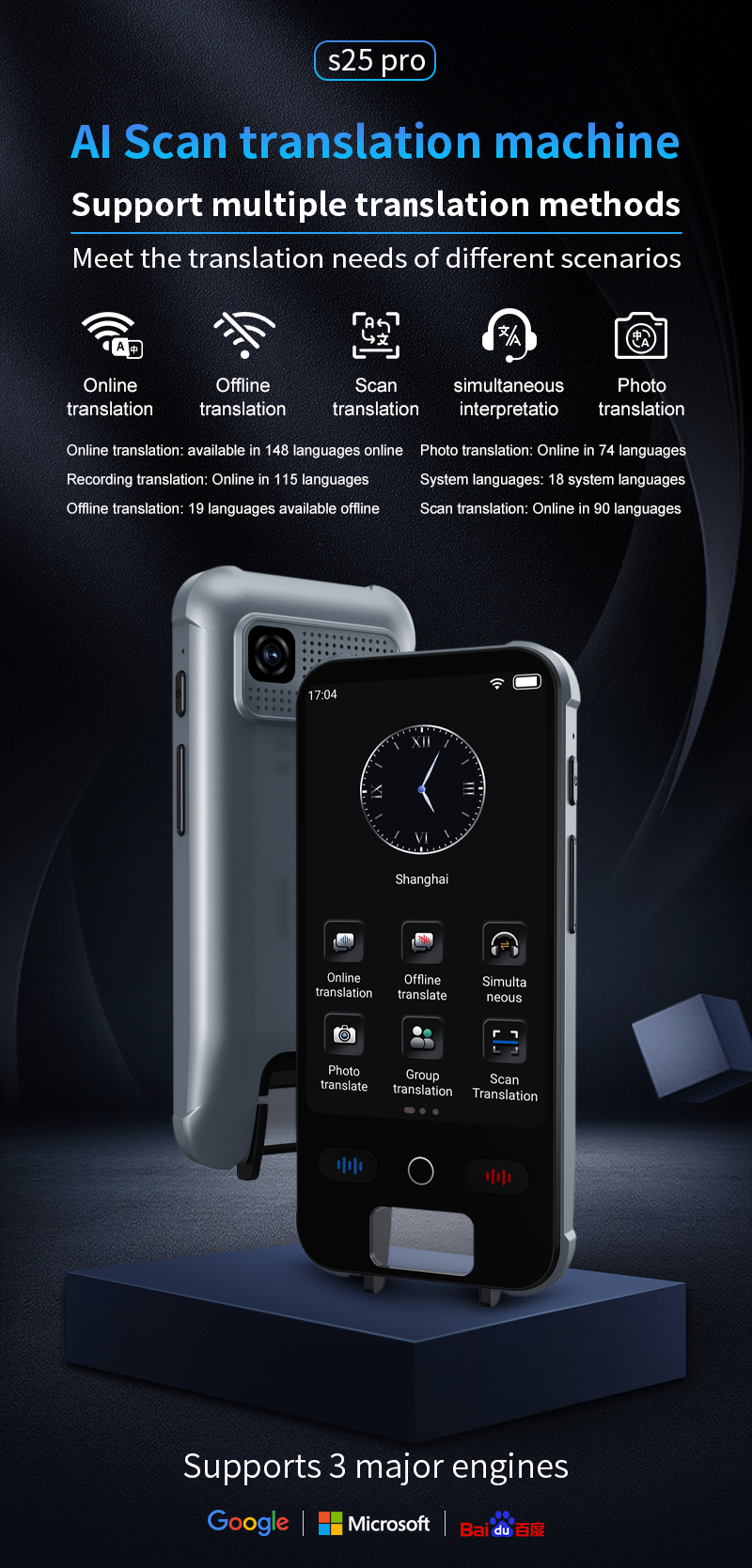 Portable Smart Translation Machine 148 Languages Real Time Language Translation Scanner