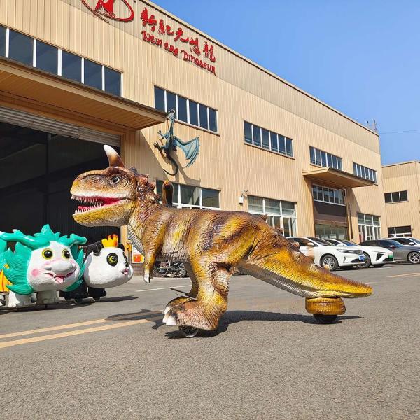 Paseo en scooter de dinosaurio eléctrico de 3 ruedas 24V 20A a batería para parques temáticos