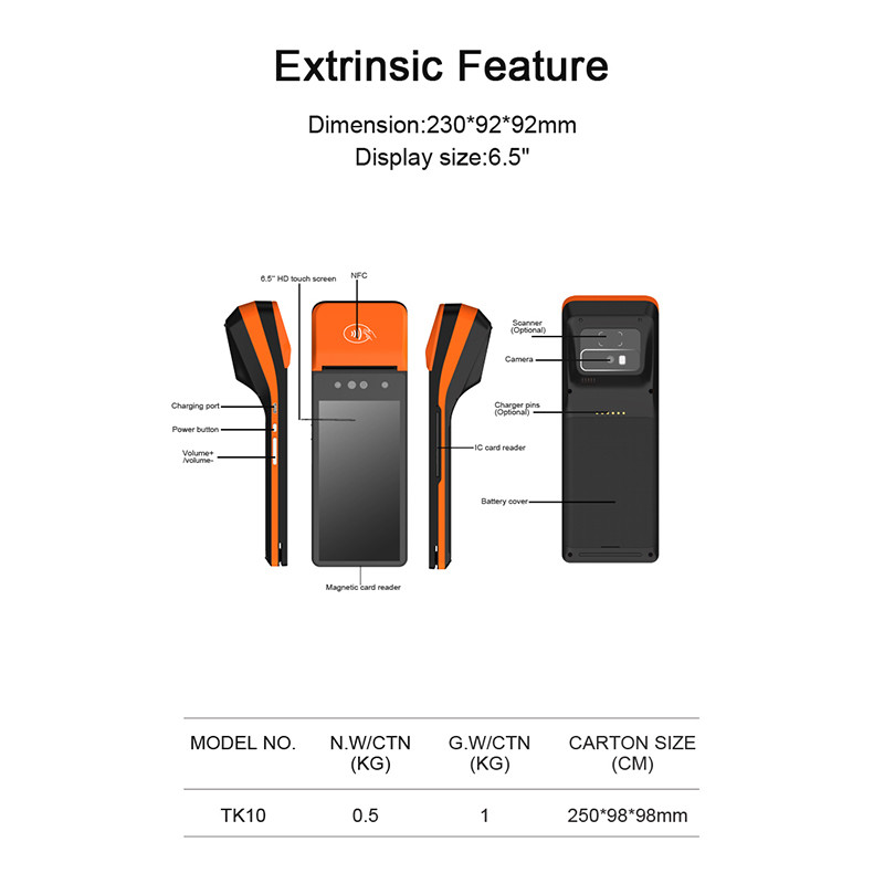 NFC Android 13 POS Portable Swipe Machine Terminal Wireless