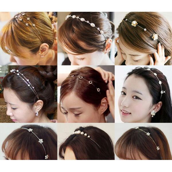 Korean fashion diamond stars love bow pearl bridal headdress hair bands