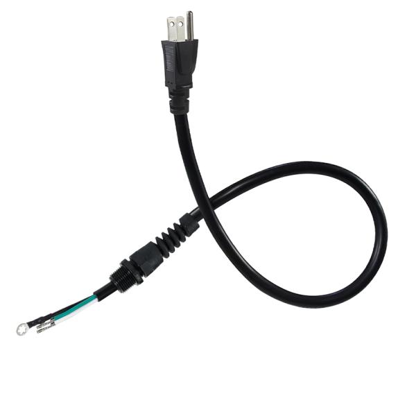 NEMA 5-15P Right Angle to Schuko Plug Power Cable with Strain Relief