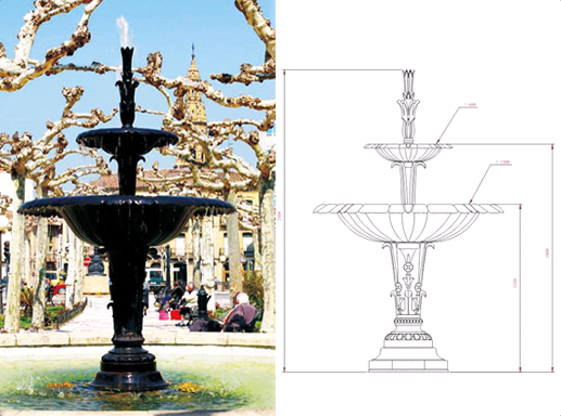 Декоративные железные детали 2 уровень Садовый литой железный фонтан Внешнее садовое украшение