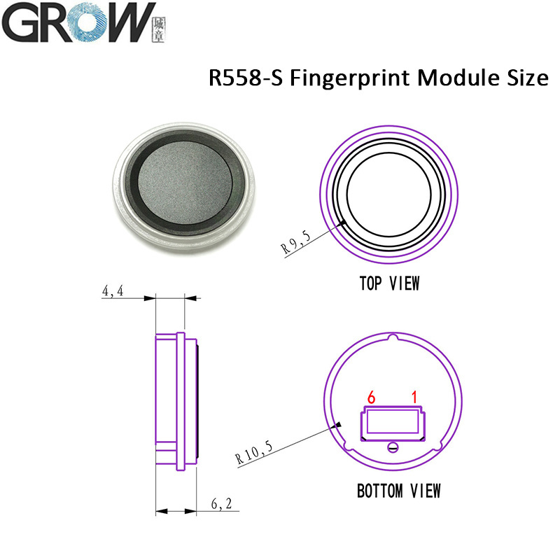 GROW KS220-S+R558-S DC12V Плата контроля доступа по отпечатку пальца с двумя реле, с режимами самоблокировки/зажигания/импульсным, с администратором/пользователем