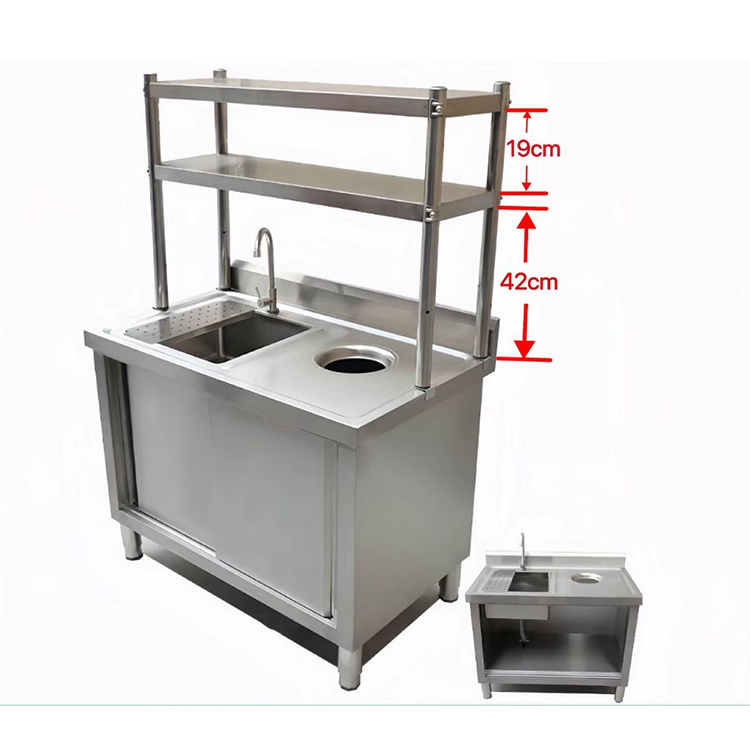 Corrosion Proof Stainless Steel Lab Bench Commercial Stainless Prep Table With Sink And Waste Bin