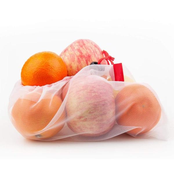 Transparent See Through Polyester Mesh Bags 15 Pack 3 Sizes Net Storage Fruit