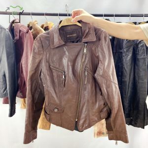 Men's Second Hand Leather Jacket Retro Vintage Zipper Used Winter Coats In Bales