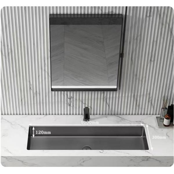 Bathroom Undermount Stainless Steel Vessel Sinks Satin Brushed Finish Rectangular Shape
