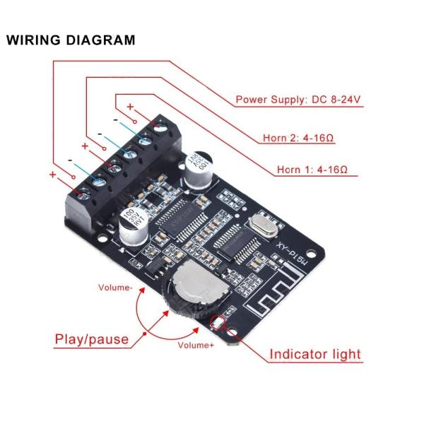 XY-P15W High Power Digital Audio Board with 12V/24V Voltage Range and Super Bass Stereo Sound for Amplifier Audio Module