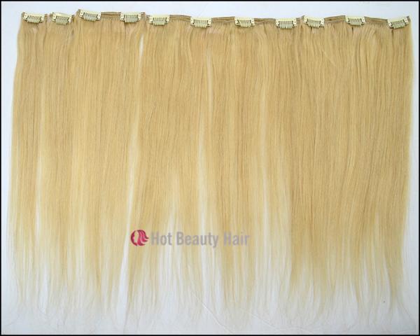 Stock Mixed Color Clip in Hair Extensions 20 Inch Straight For Female