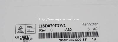 250(cd/m²)  HannStar 7.0 inch TFT LCD Digital Screen HSD070IDW1-A30 800(RGB)*480