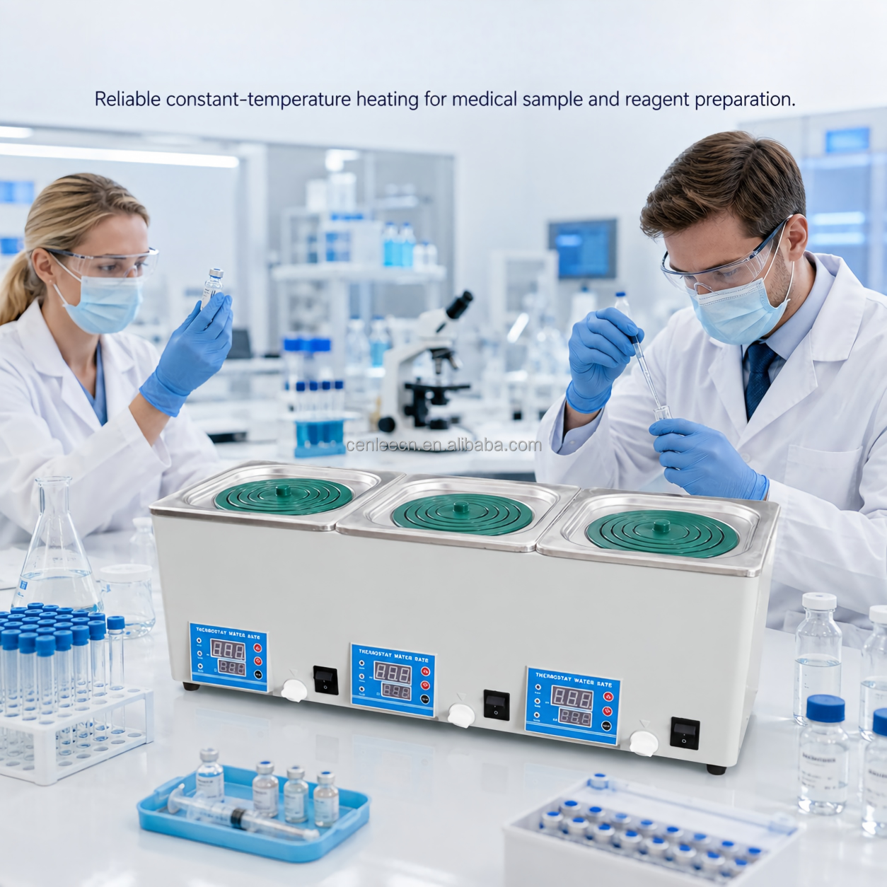 Cenlee HH-S3 Digital Triple Chamber Water Bath 220V 900W for Chemical Research, Sample Preparation and Quality Control Testing
