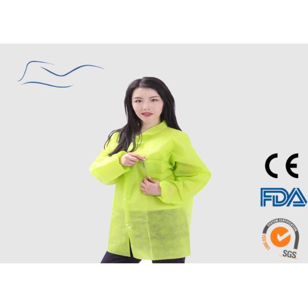Medical Disposable Visitor Coats Non Woven Long Sleeve Without Pockets